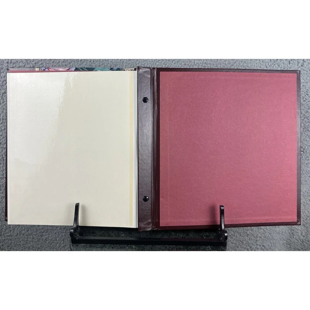 VTG 80s Floral & Faux Leather “Magnetic” Photo Album With 15 Double-Sided Pages